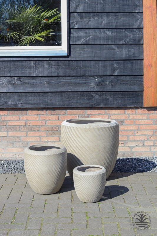 Malaga Collection Design Plantenbak Low Balloon | Fiberstone | 3-Delig